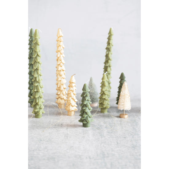 Green Tree Taper Candles - Short